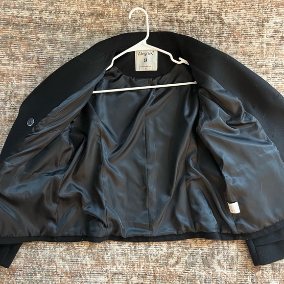 Allegra K Women's Notched Lapel Double Breasted Pea Coat - Picture 4 of 6